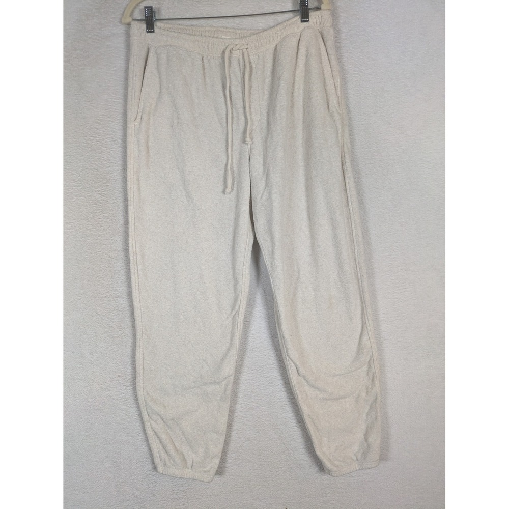 Aerie Jogger Pants Women's Medium Cream Terry Cloth Drawstring Loungewear